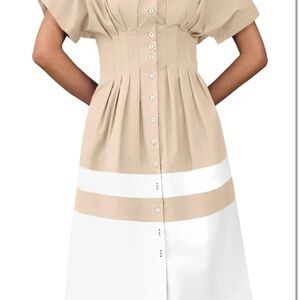 Wenrine Womens Summer Button Down Shirt Dress Casual